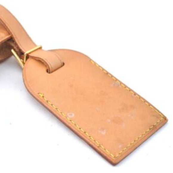 Vintage Louis Vuitton Luggage Tag Poignet Vachetta Leather Brass Gold Tan LV - Picture 5 of 14